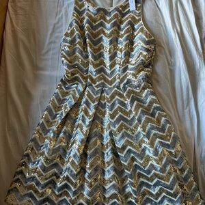 Silver and Gold Sequin Chevron Dress